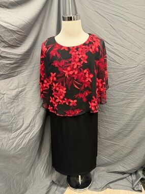 Connected Apparel Black Dress with Red Accents 20W